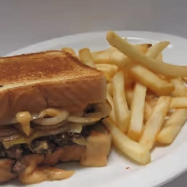 Patty Melt with fries.