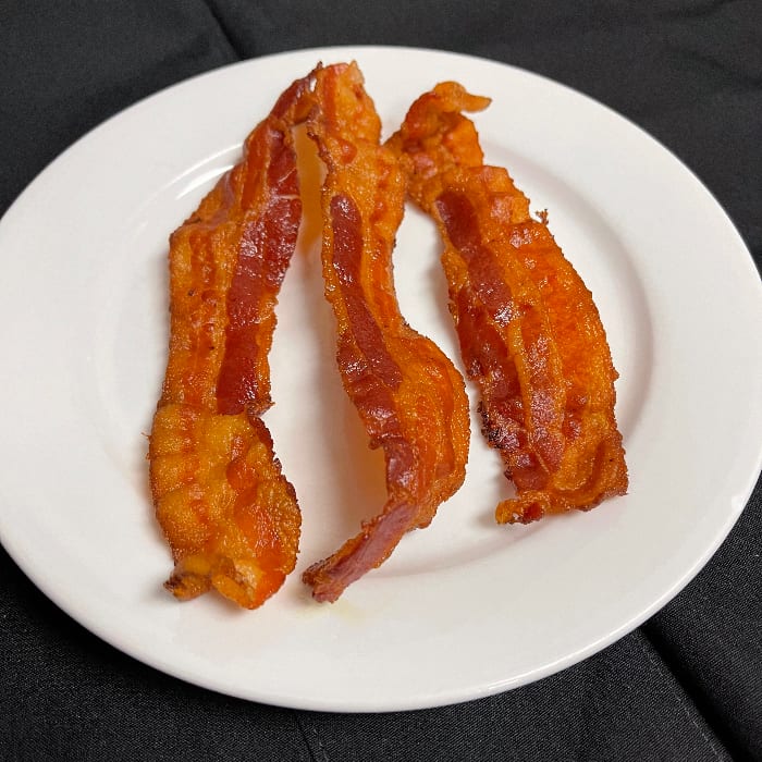 3 slices hickory smoked bacon.