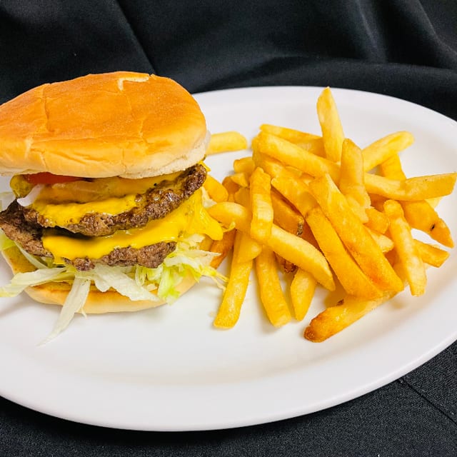 Double Cheeseburger with fries.