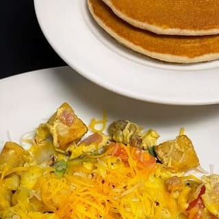 Santiago Scramble Plate with 2 Pancakes